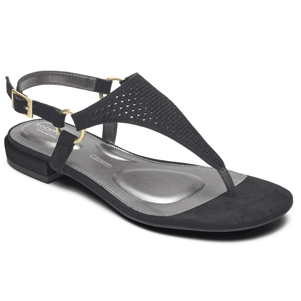 Rockport Sandaler Dame Svart - Total Motion Zosia Thong - ICPK40152